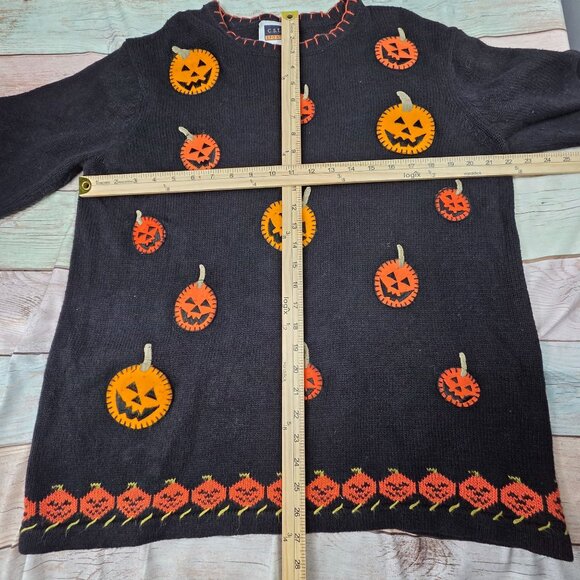 Vintage CST Sport Halloween Pumpkin Sweater 1X Jack-O-Lantern Design - Picture 5 of 7